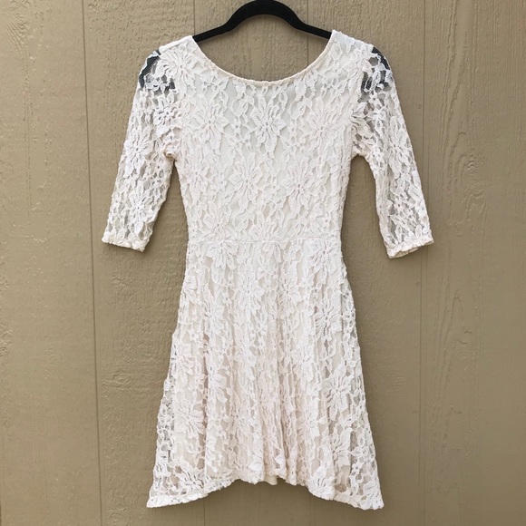 Lush Dresses & Skirts - [LUSH] White Ivory Lace Dress ½ Sleeves Small